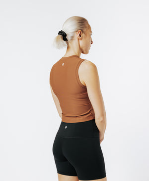 CROP TOP TEXTURED noisette