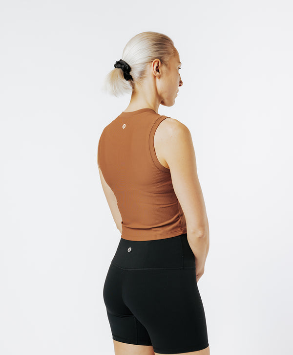 CROP TOP TEXTURED noisette