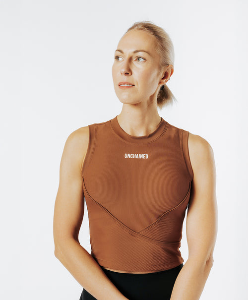 CROP TOP TEXTURED noisette